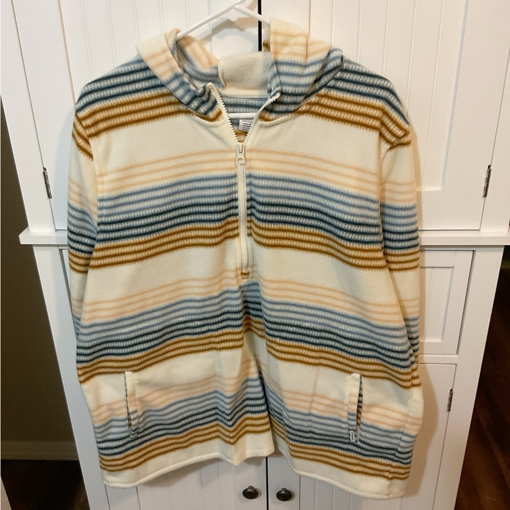O’Neill Cream Striped Zip Up Fleece Hoodie